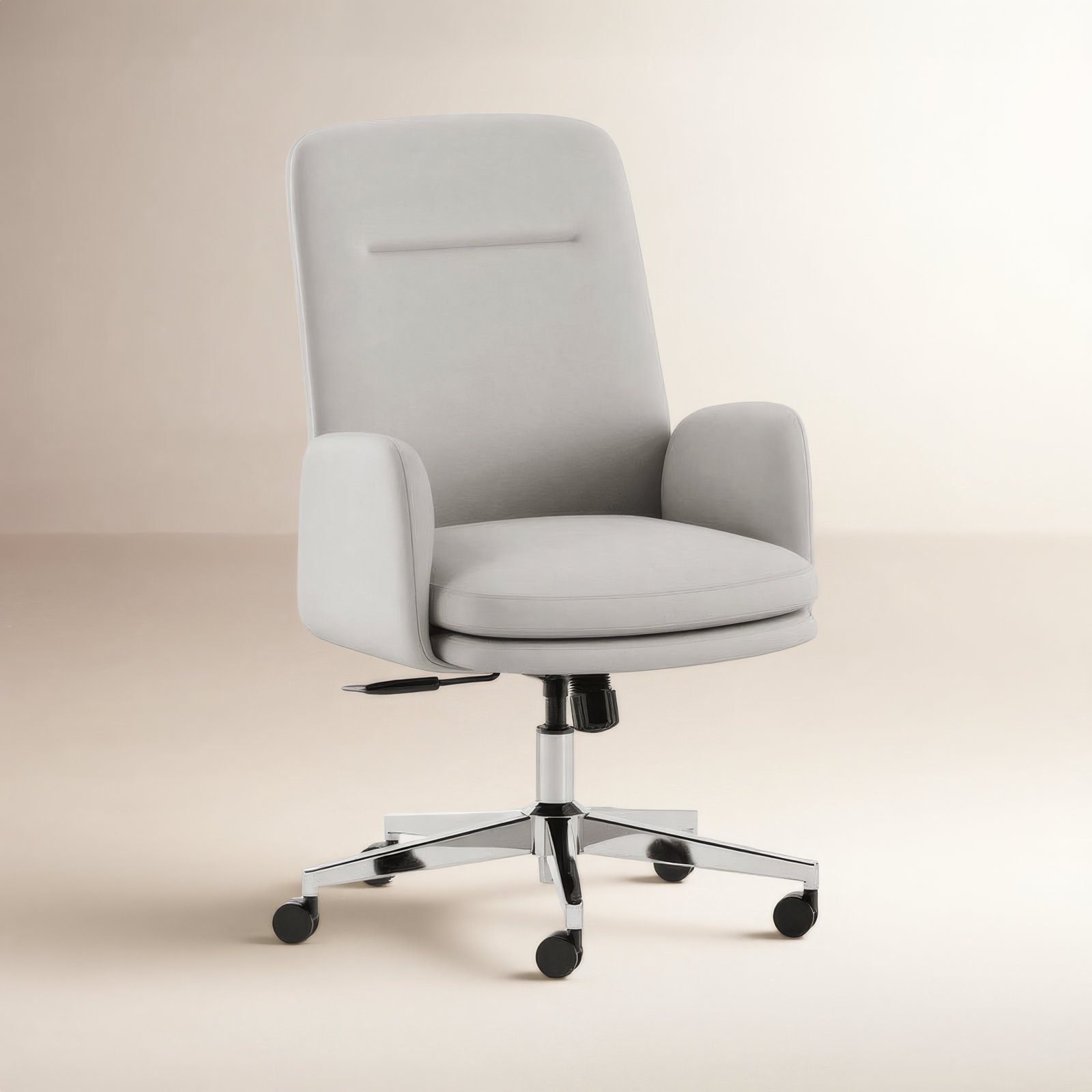 High Back Office Chair, Limestone, Chrome, 40.5"