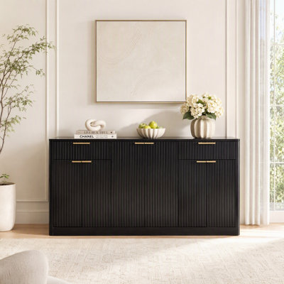 67" W Modern Fluted Sideboard with 6 Doors & 2 Drawers