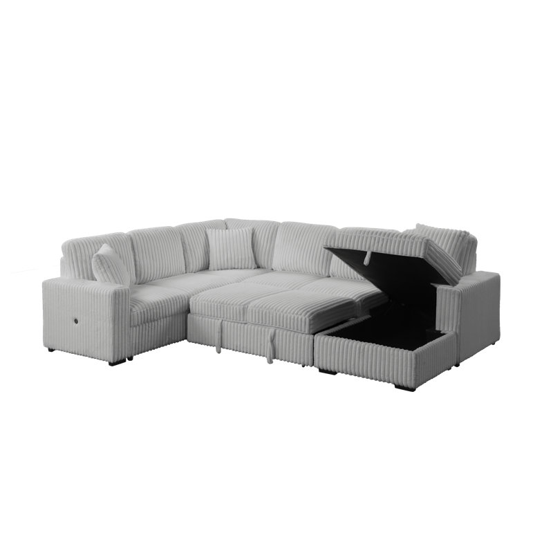 Canapé modulaire Ratasha, Mélange de polyester gris; velours