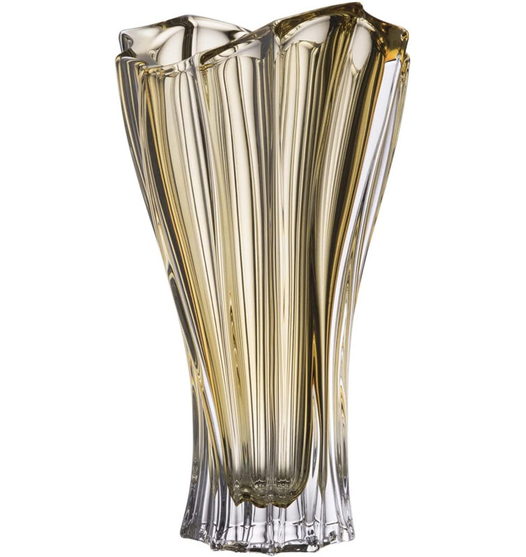 12.5" Crystal Bud Vase Plantica. Amber Flower Vase, Amber