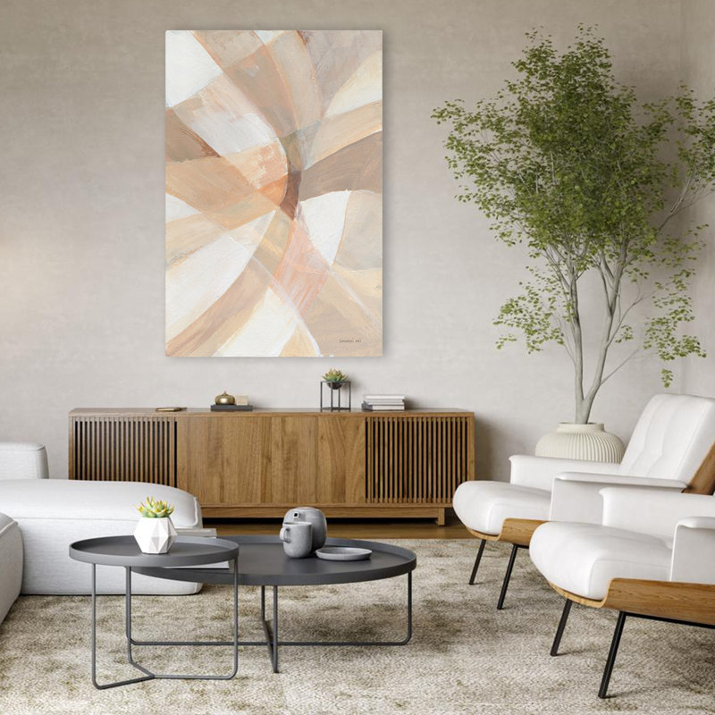 Art abstrait et beige en pièces II, H 48 po x l 32 po