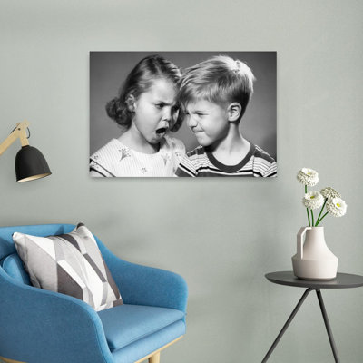 1950S Boy And Girl Arguing Head To Head Classic Retro Vintage Wall Art