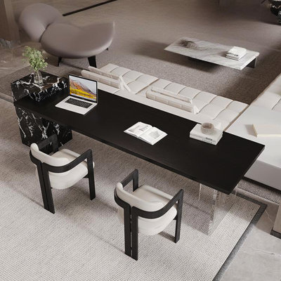 Bureau italien en bois massif noir et blanc de luxe italien