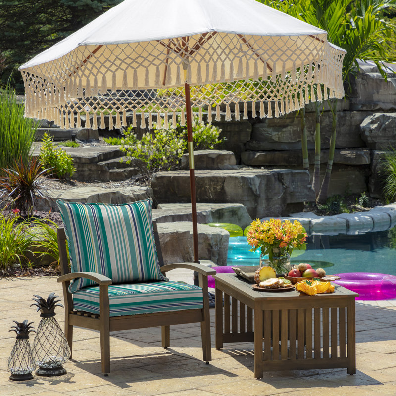 ARDEN Outdoor Chaise Lounge 3.5" Cushion, Green/Blue/White