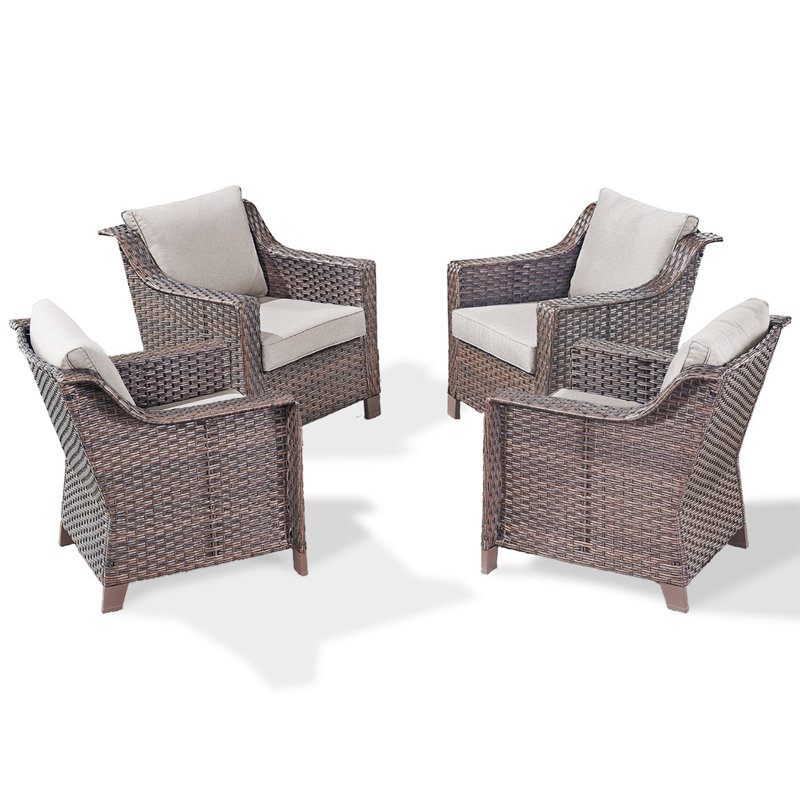 Tya Outdoor Wicker Rattan Lounge Chairs With Cushions (Set Of 2), Beige