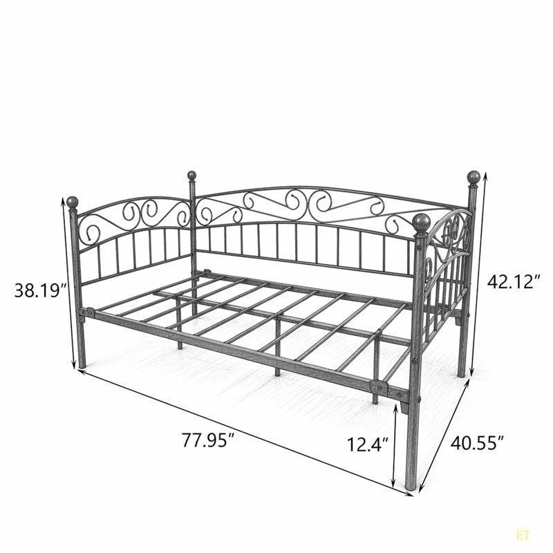 Metal Daybed Frame Multifunctional Mattress Foundation/Bed Sofa With Headboard