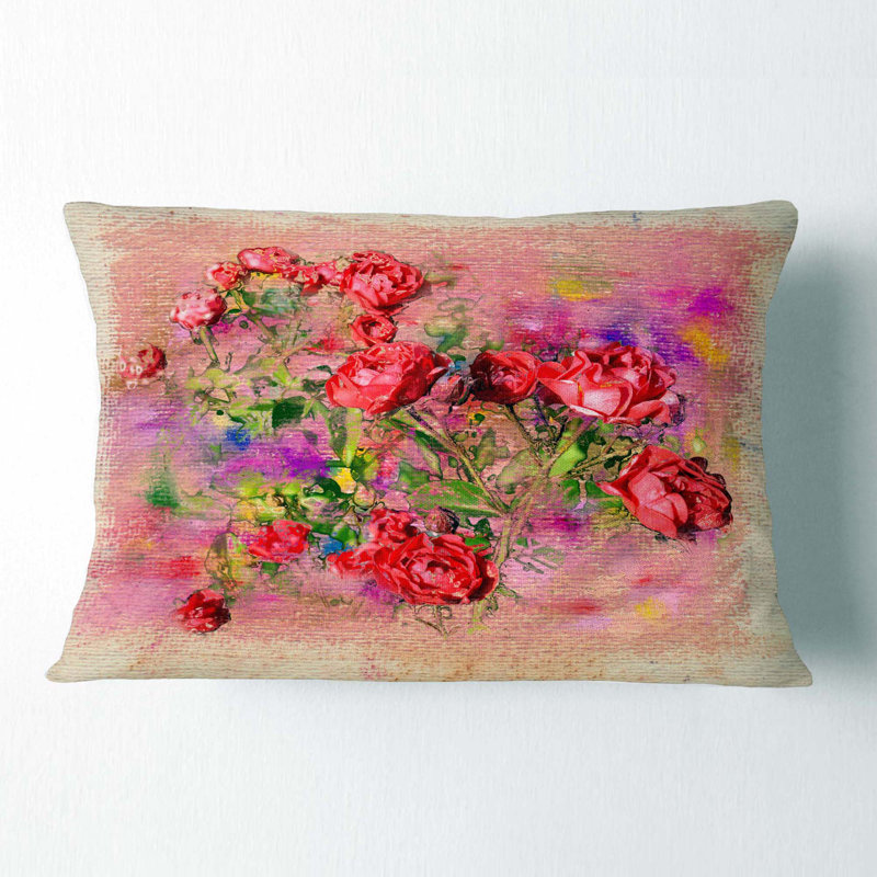 Coussin lombaire pastel floral roses