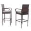 Tabouret brun en rotin avec coussin gris (ensemble de 2)