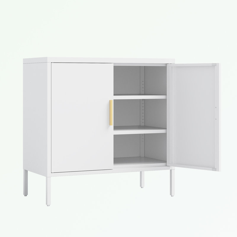 Armoire de rangement à 2 tablettes de 31,5 po de large Jaquira, Blanc