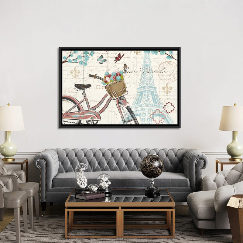 « paris tour i », impression sur toile tendue, H 40 po x l 60 po x P 1,5 po, Toile avec cadre noir, Pas de tapis