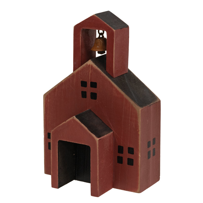 Distressed Wooden Primitive Schoolhouse Block