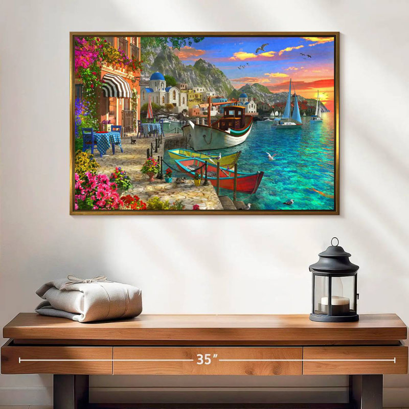Grandios Grèce, Cadre flottant doré, 25 po x 17 po