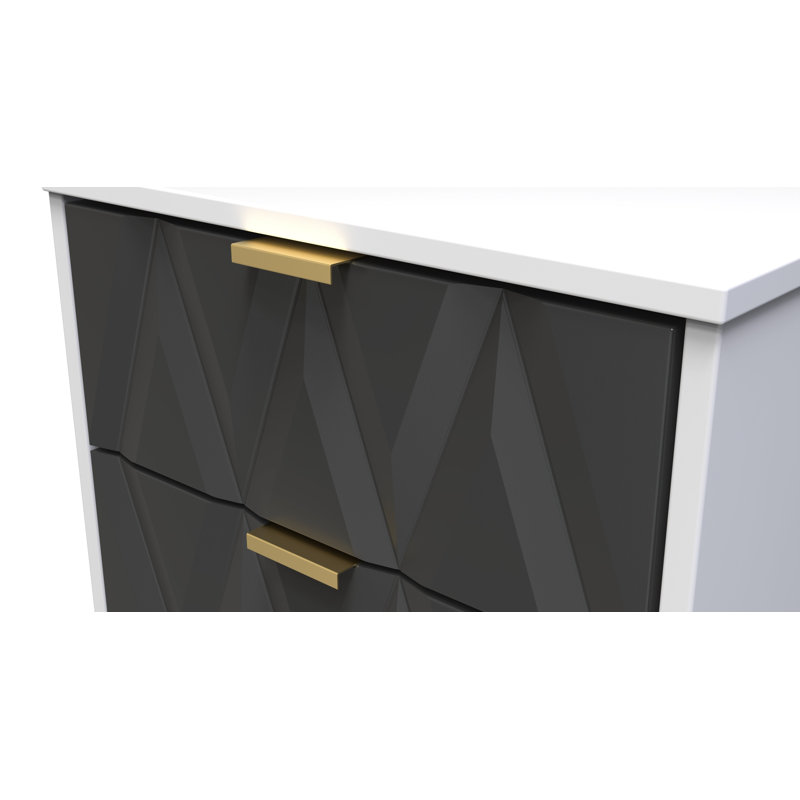 Baturhan 5 Drawer Bedside Cabinet (Ready Assembled), Graphite/White