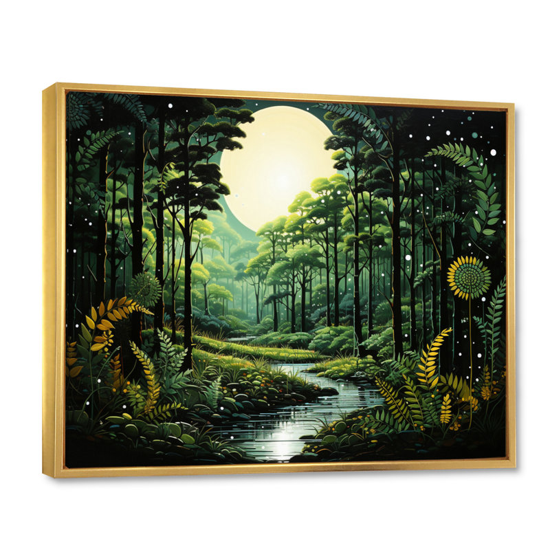 Ferns Plant Serene Reflections II - reproduction, 16" H x 32" W, Cadre flottant doré