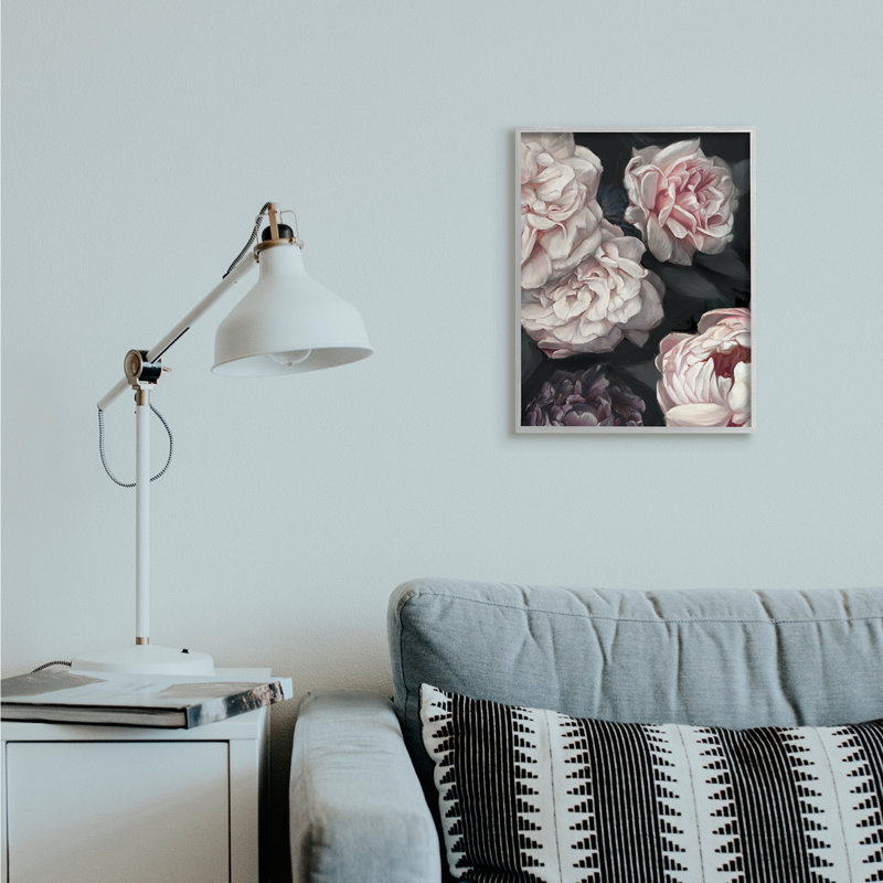 «Clustered Pink and White Florals Elegant Flowers» par Ziwei Li - impression d'art graphique, H 20 po x l 16 po x 1,5 po