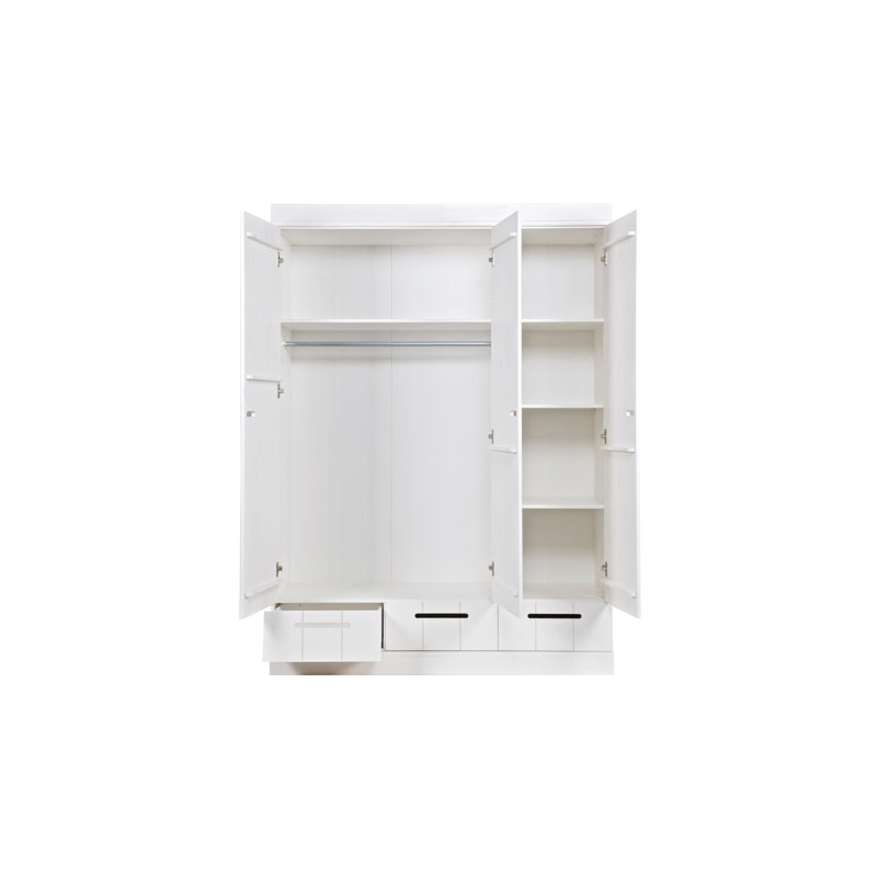 Cedric 3 Door Wood Wardrobe, White