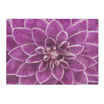 Tempered Glass Pink Dahlia Flower Chopping Board