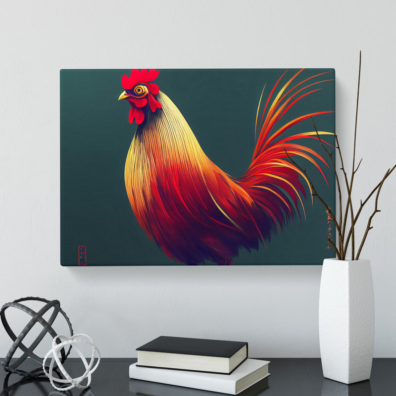 Attractive Rooster - Wrapped Canvas, 40cm H x 60cm W x 3cm D