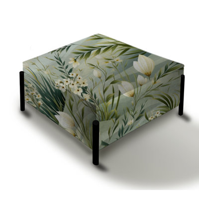Green Grassland Meadows - Botanical Large Square Ottoman
