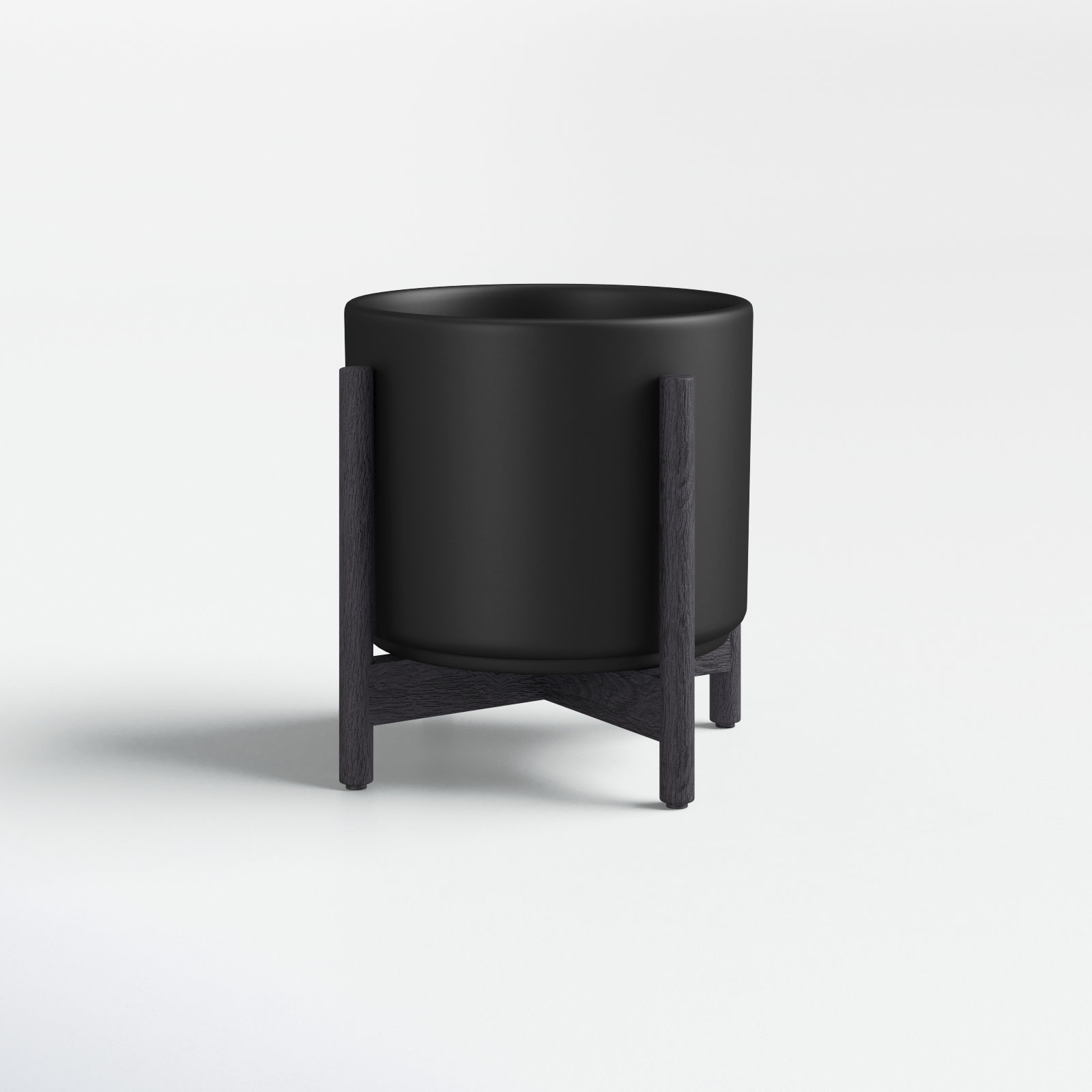 Ceramic Pot Planter, Black/Dark Gray