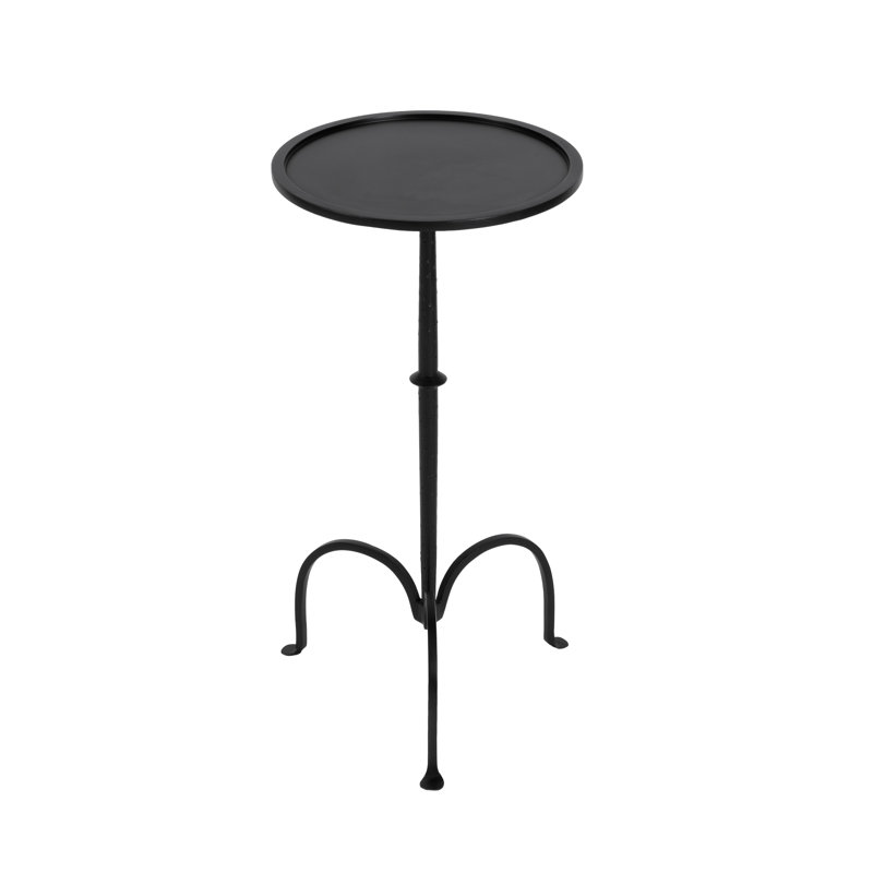 Founders Griege Iron Pedestal Side Table, Black/Bronze