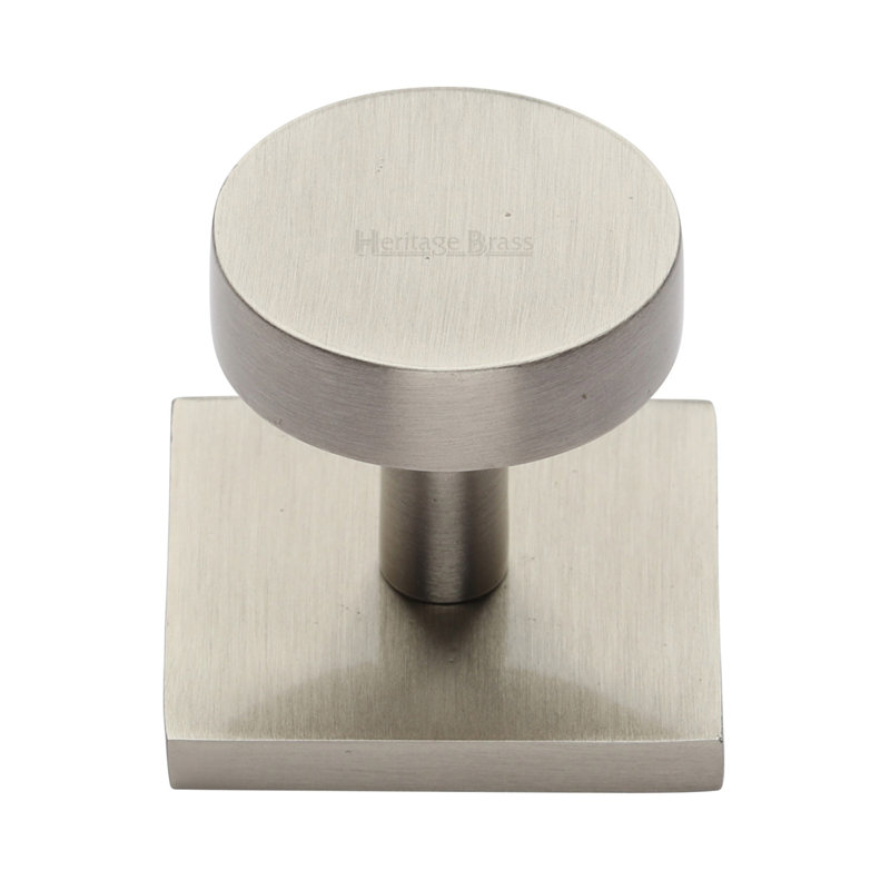 Heritage Brass Cabinet Knob Disc Design with Square Backplate
