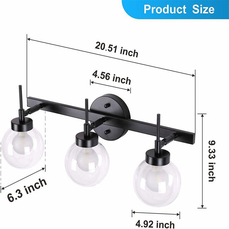 Éclairage pour meuble-lavabo en fer 3 lumières