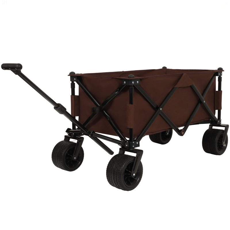 Chariot de jardin utilitaire pliable couleur pliable, H 2,85 pi x l 3,16 pi x P 1,81 pi, Brun