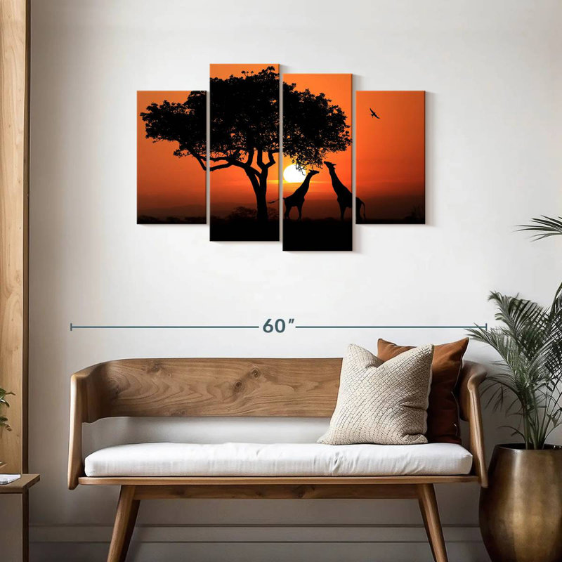 Giraffe Couple At Sunset, 27'' H x 43'' W