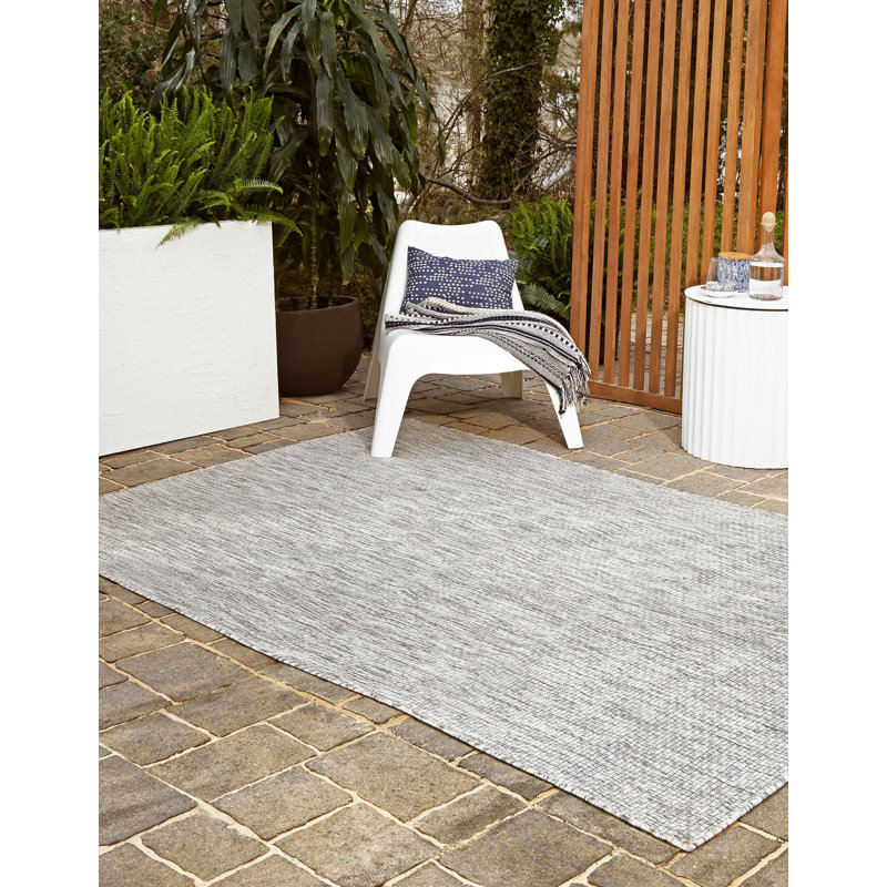 Tapis d'intérieur / extérieur gris clair / ivoire Highland, Rectangle 10 pi x 14 pi 1 po