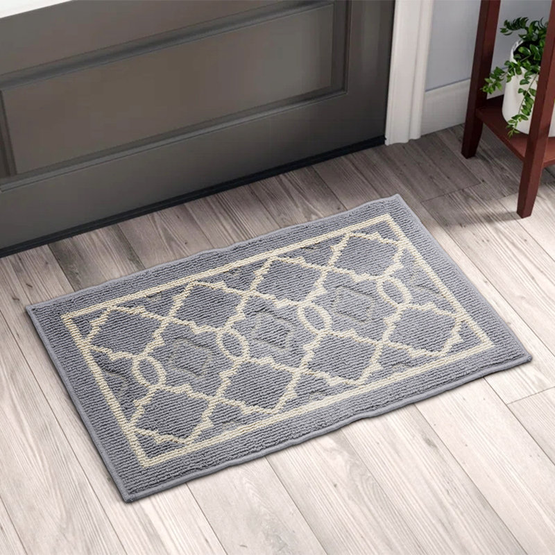 Connier Anti Slip Entryway Kitchen Mat, Light Grey