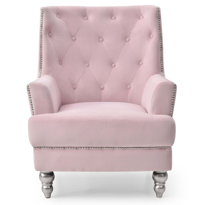 Charmant fauteuil traditionnel à accoudoirs ronds, Rose