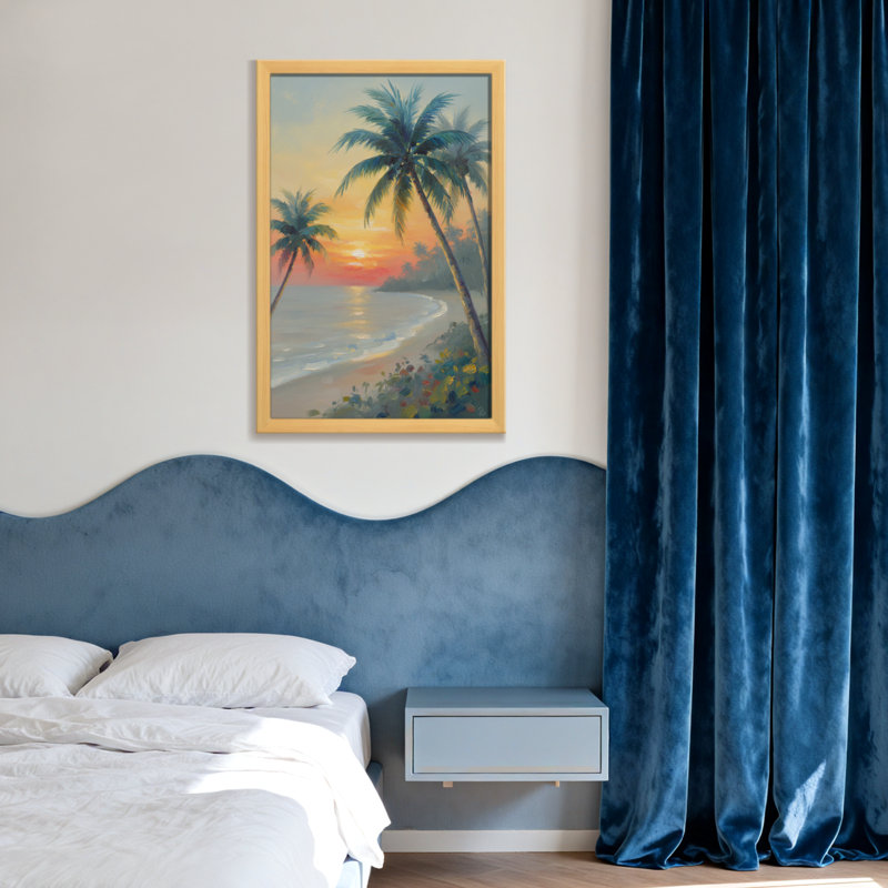 Plantes et fleurs, coucher de soleil tropical, palmiers, H 30 po x l 20 po, Toile tendue, Ne s’applique pas