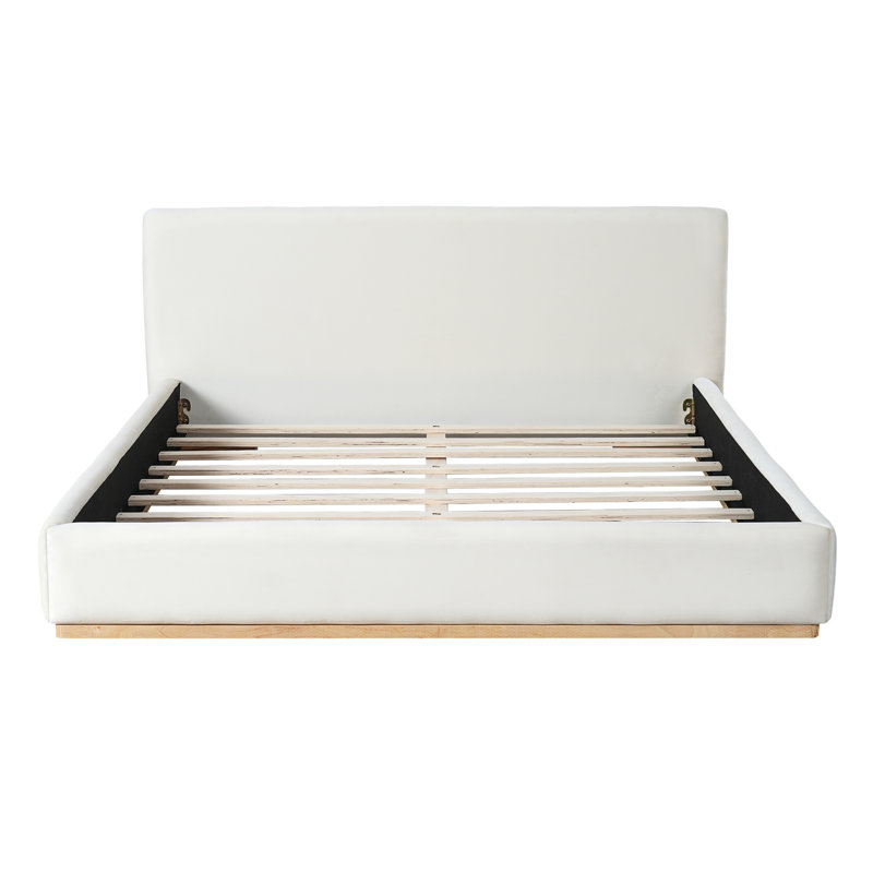 Elegant Upholstered Bed With Solid Wood Frame, Queen