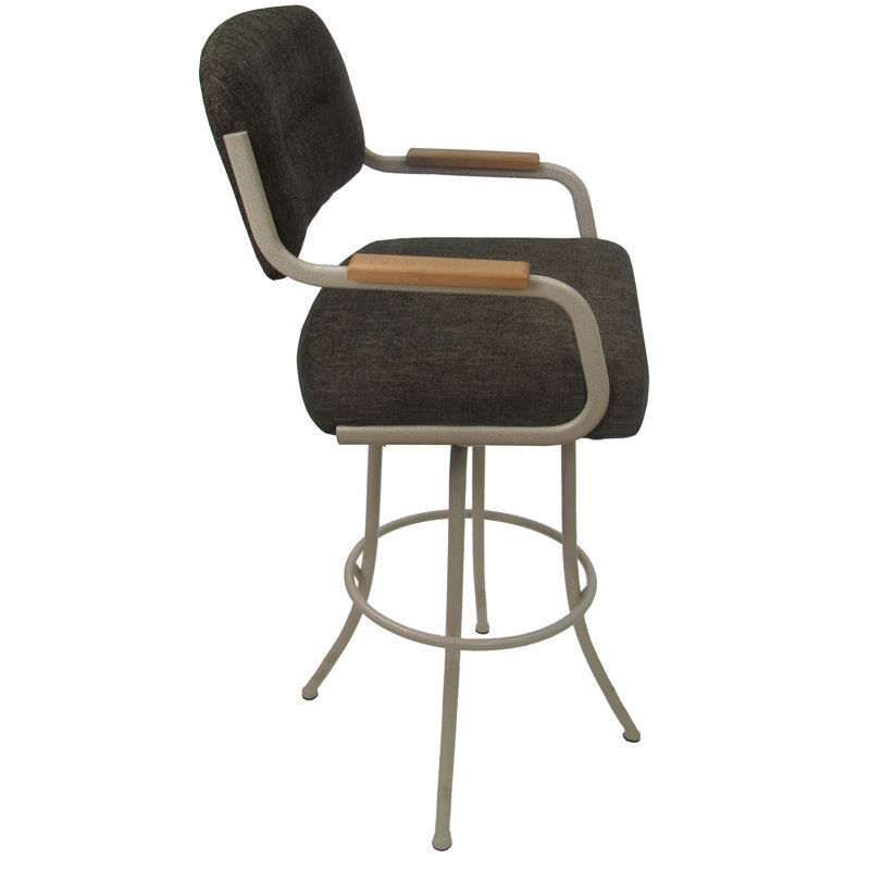 Tabouret de bar pivotant très haut en métal Ivette 34 po - M-114 - Brun Sanora - Beige naturel