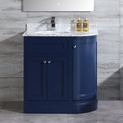 Mirhan 36 " W Freestanding Standard 1 Single Vanity Bathroom Vanity With Marble Top