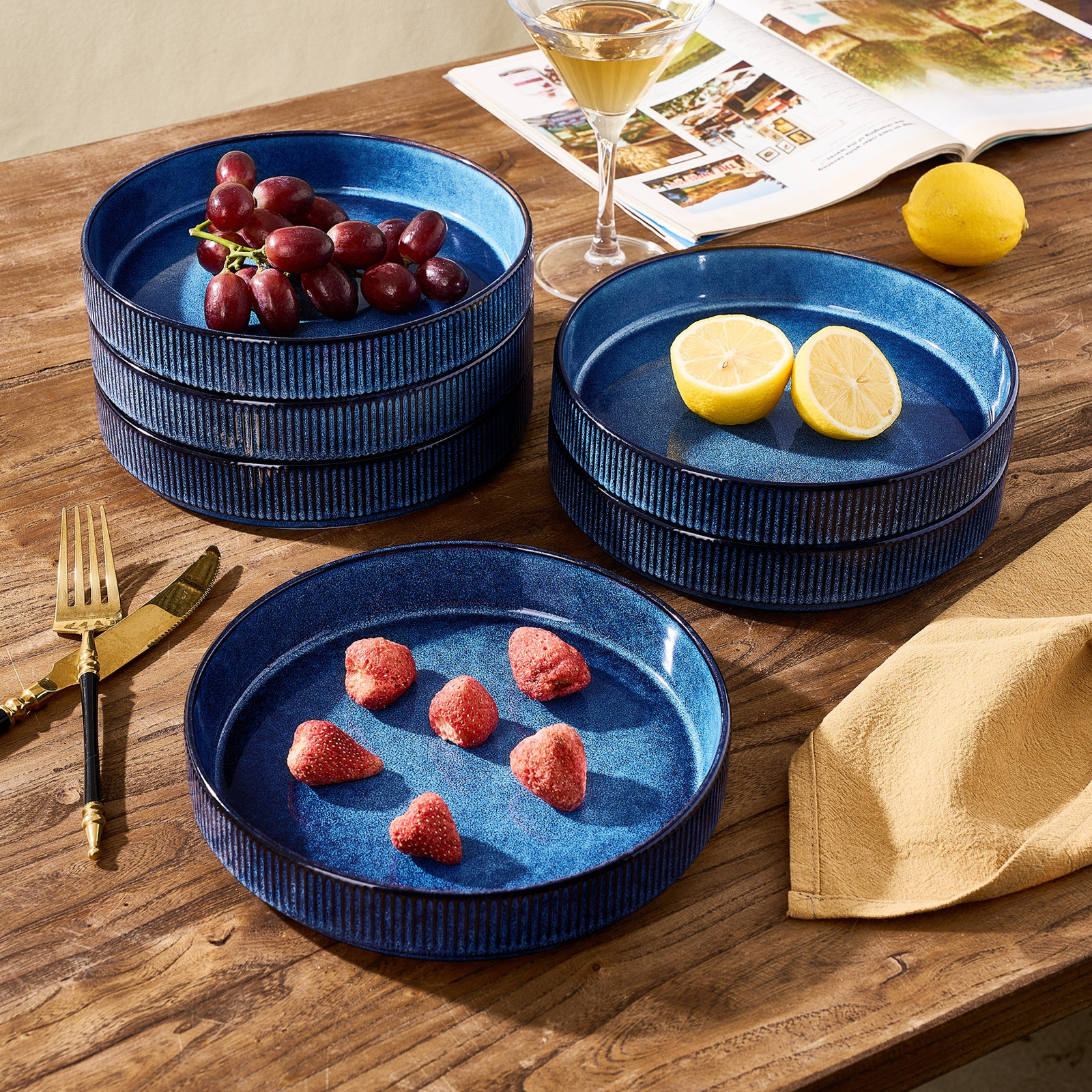 Azal Stoneware Pasta Bowl, Nebulas Blue