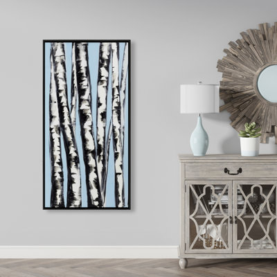 Pastel birches - 24"x48" Framed canvas