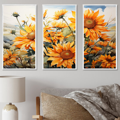 Sunflowers Minimalisme Dream I - Ensemble de décoration murale tournesols