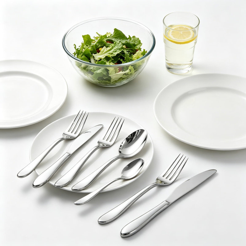 Ensemble de 40 couverts pour 8 couverts en acier inoxydable de qualité supérieure 18/10 avec finition polie miroir, ensemble de couverts allant au lave-vaisselle pour la maison, le restaurant, le mariage et les fêtes