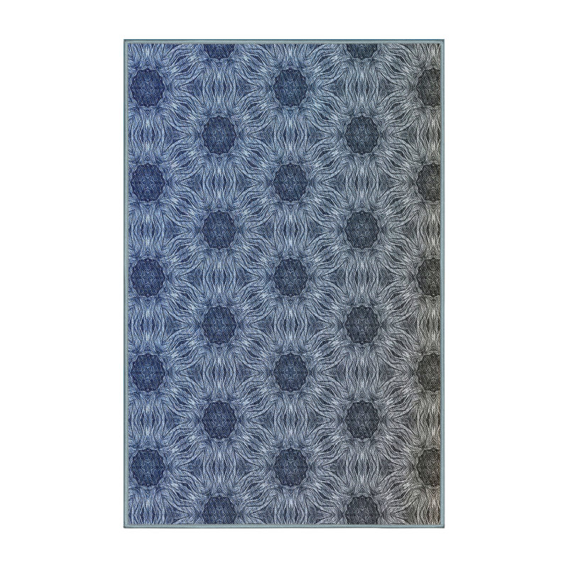 Tapis bleu tissé à la machine, Rectangle 7 pi x 10 pi