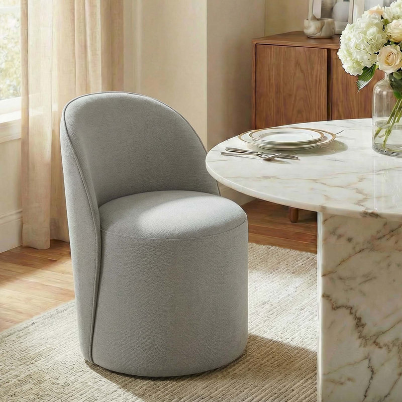 Lola Upholstered Side Chair with Swivel Casters, Polyester Effie Flint