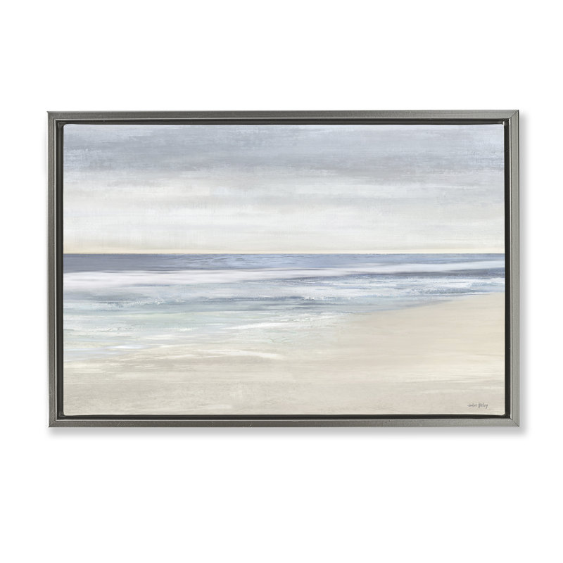 Toile flottante encadrée Subtle Beach par Amber Sterling, H 21 po x l 31 po, Cadre flottant gris lustré