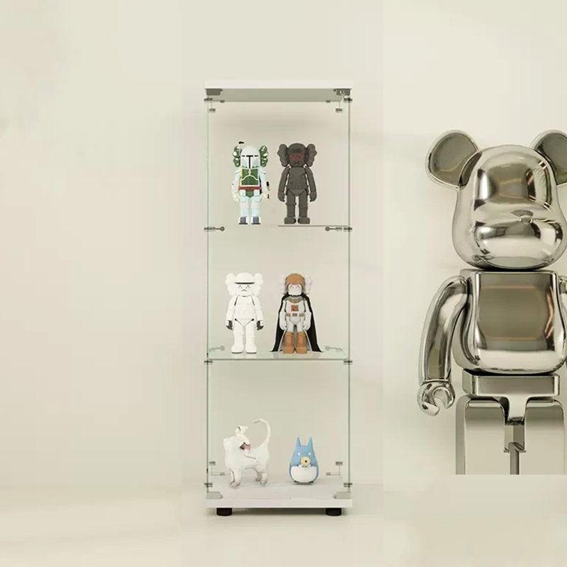 Vitrine blanche en verre avec 3 tablettes et une porte - Unité compacte à 3 tablettes pour votre collection
