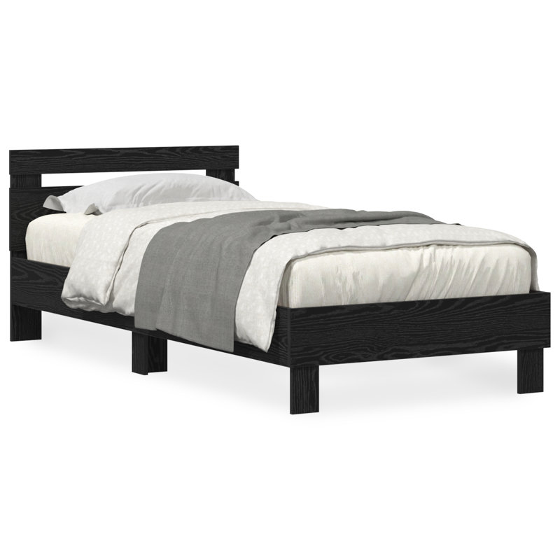 Bed Frame With LED Lights Black Oak Engineered Wood