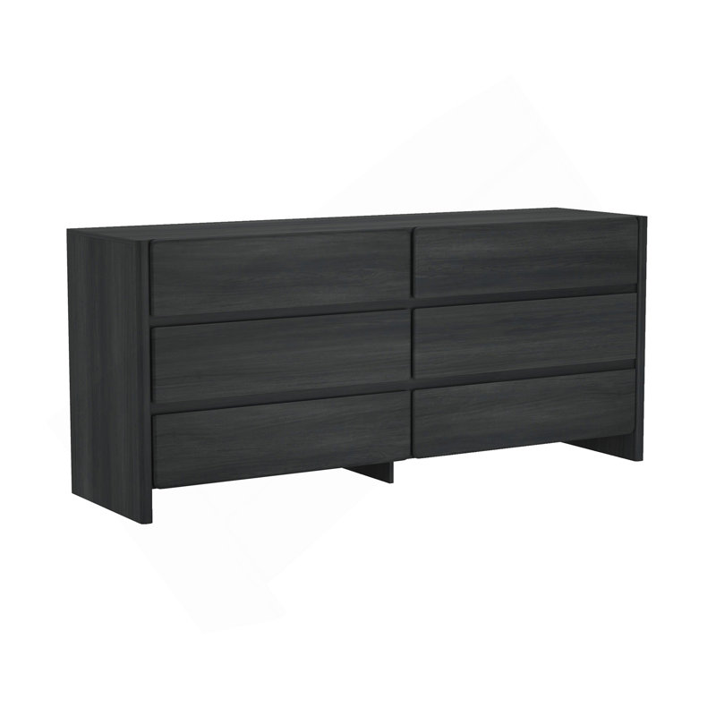 Linda 72" Dresser In Charcoal Gray (6-Drawer), Charcoal Gray