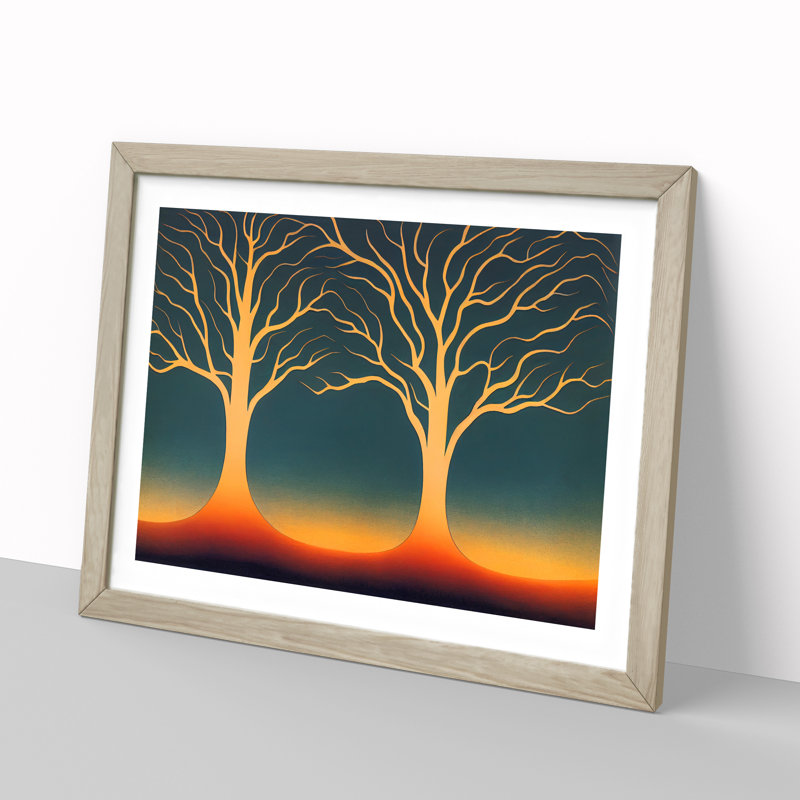 Exhilarating Trees Abstract - Single Picture Frame Print, 34cm H x 46cm W x 2cm D, Oak