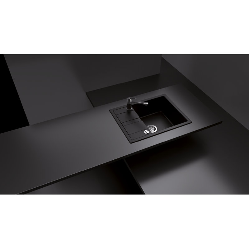 Manhattan Single Bowl Inset Kitchen Sink, Onyx