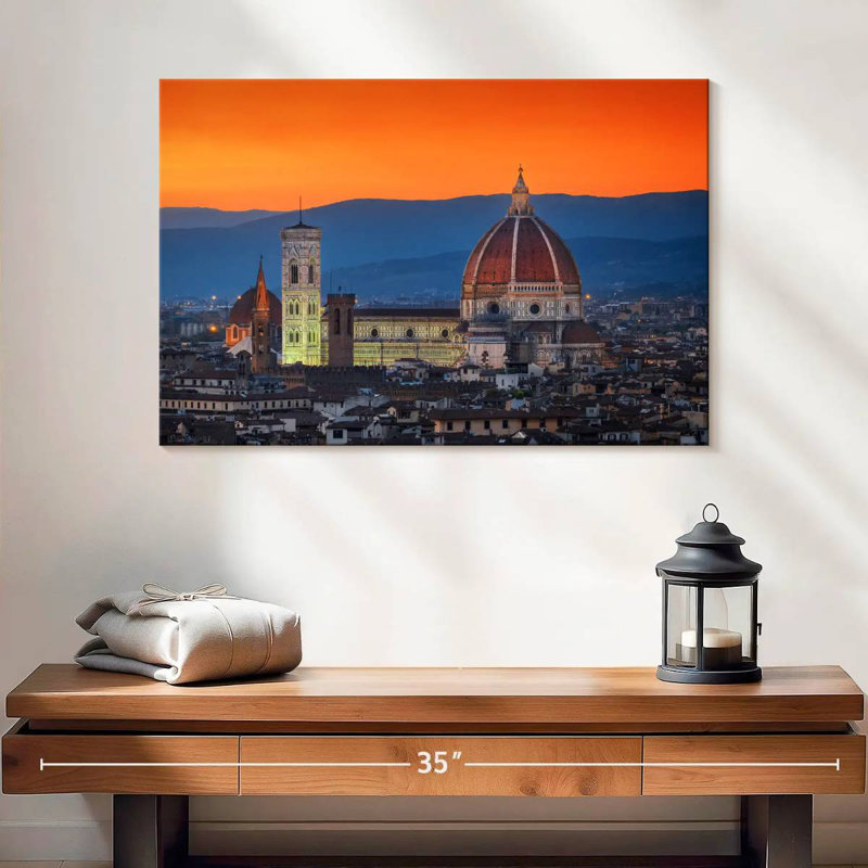 Cathédrale de Nicci Florence au crépuscule, H 8 po x l 12 po