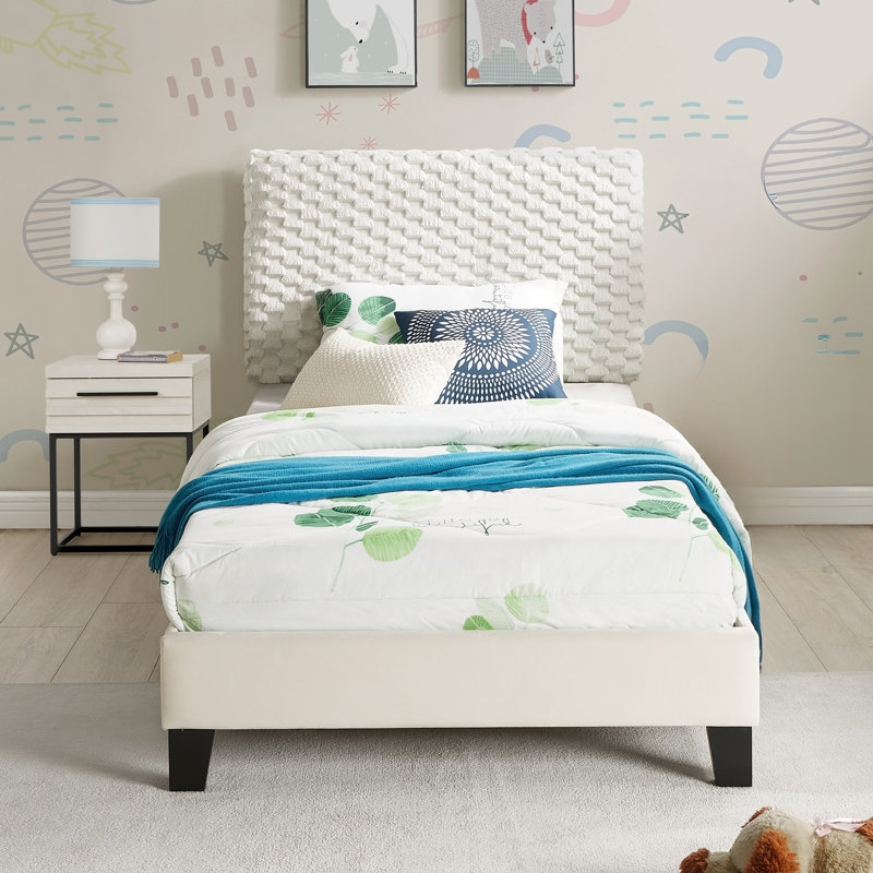 Findlay 3-Piece Bedroom Set, Plush 3D Upholstered Bed with Two Nightstands, Full, 2 Pcs: Bed, Nightstand, Twin